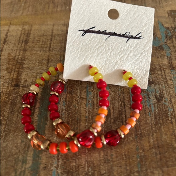 Free People Beaded Hoop Earrings NWT - Picture 1 of 3